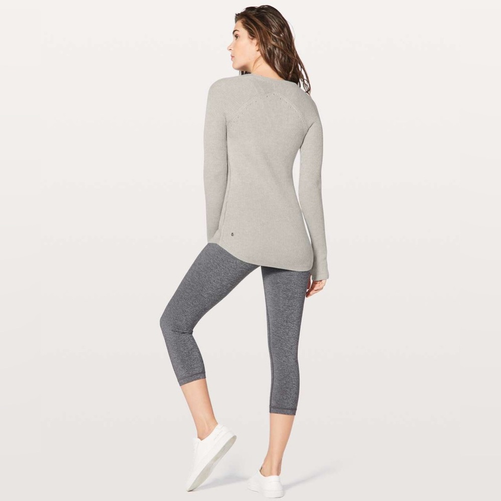 Lululemon Cabin Yogi Long Sleeve White / Heathered Light Grey‎ W3G52S Size 4 - Picture 4 of 12